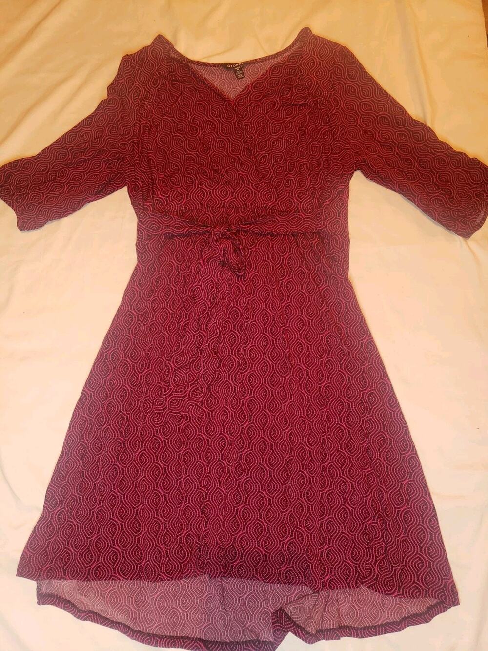 Vintage George Geometric All Over Print Red/black Long Dress Size XXL/20 Y2K